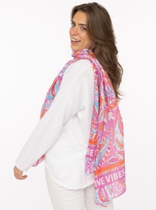 Zwillingsherz, Zwillingsherz Modeschal ""Paisley"" transparent, aquarell Print, Schriftzug