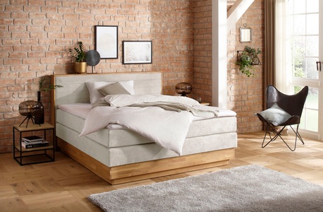 Home affaire Boxspringbett »Cavan«, aus massiver Eiche, inkl. Bettkasten & Topper, verschiedene Härtegrade (auch H4)