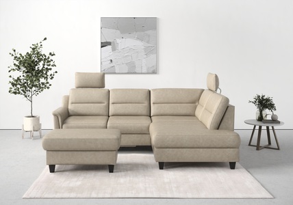 sit&more Ecksofa »Farö«, inklusive Federkern, mit wengefarbenen Füssen, wahlweise mit Bettfunktion und Bettkasten