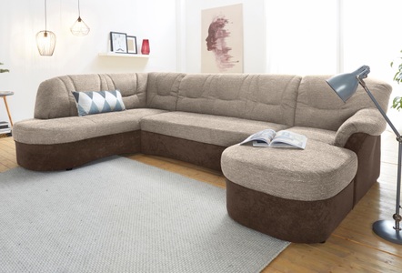 DOMO collection, DOMO collection Wohnlandschaft, DOMO collection Wohnlandschaft »Sarafina, zeitlos und komfortabel, optional mit Federkern, U-Form« wahlweise mit Bettfunktion