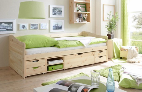 TICAA, Ticaa Funktionsbett »Marlies« mit Schubkästen, Kiefer, Ticaa Funktionsbett »Marlies«, mit Schubkästen, Kiefer
