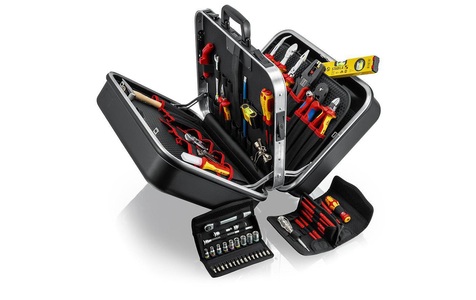 Knipex, Knipex 00 21 42 Werkzeugkoffer bestückt, Knipex Werkzeugset »Werkzeugkoffer BIG Twin Elektro«, (63 tlg.)