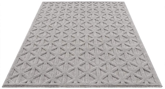 Carpet City, Carpet City Teppich »SANTORINI 58500«, rechteckig, 5 mm Höhe, 3D-Design: Flor erzeugt ein Hoch-Tief-Effekt, In- und Outdoor geeignet, Carpet City Teppich »In-& Outdoorteppich Santorini 58500, 3D-Effekt, Raute-Optik«, rechteckig, 5 mm Höhe, Wetterfest & UV-beständig für Terrasse, Balkon, Küche, Flur