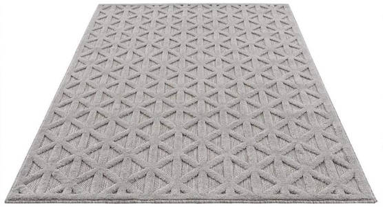 Carpet City, Carpet City Teppich »SANTORINI 58500«, rechteckig, 5 mm Höhe, 3D-Design: Flor erzeugt ein Hoch-Tief-Effekt, In- und Outdoor geeignet, Carpet City Teppich »In-& Outdoorteppich Santorini 58500, 3D-Effekt, Raute-Optik«, rechteckig, 5 mm Höhe, Wetterfest & UV-beständig für Terrasse, Balkon, Küche, Flur