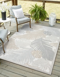 Myflair Möbel & Accessoires Teppich »Odette, LAGERRÄUMUNG!«, rechteckig, 8 mm Höhe, Blätter Motiv, Hoch-Tief Effekt, Outdoor geeignet, Balkon, Terrasse