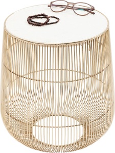Kare Design, Beistelltisch Beam Weiss Marmor Messing Ø32cm, KARE Design - Beistelltisch Beam Weiss Marmor Messing Ø32cm, One Size