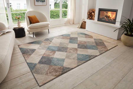 Hanse Home, HANSE Home Teppich »Bakke«, rechteckig, 8 mm Höhe, strapazierfähig, robust, pflegeleicht, ringsum gekettelt, geeignet für Fussbodenheizung, HANSE Home Teppich »Bakke«, rechteckig, 8 mm Höhe, Kurzflor, Läufer, Rauten-Muster, Wohnzimmer, Schlafzimmer, Esszimmer
