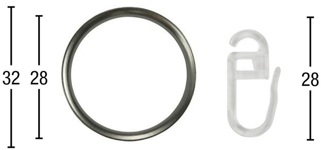 GARESA, Gardinenring GARESA, passend für Gardinen (Set, mit Faltenlegehaken), GARESA Gardinenring »Ring mit Haken«, (Set, 20 St., mit Faltenlegehaken), Aluminium