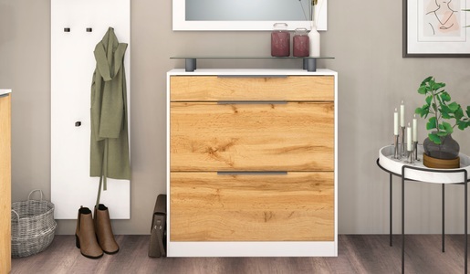 borchardt Möbel, borchardt Möbel Schuhschrank »Tom«, stehend, borchardt Möbel Schuhschrank »Tom, Schuhkipper mit Glasablage und Metallgriffen« stehend
