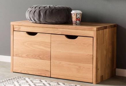 Home affaire Schuhbank »Dura«, aus massivem Wildeichenholz, mit eingefrästen Griffmulden, Breite 82 cm