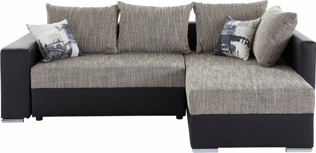 COLLECTION AB, COLLECTION AB Ecksofa, mit Bettfunktion, Bettkasten und Regalarmteil, Ottomane links oder rechts montierbar, wahlweise mit Federkern, frei im Raum stellbar, COLLECTION AB Ecksofa »John L-Form« mit Bettfunktion, Bettkasten und integriertem Regal