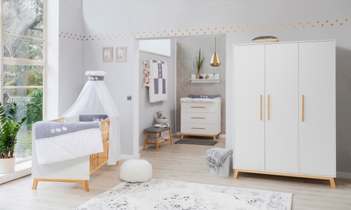 Schardt, Schardt Babyzimmer-Komplettset »Sienna White«, (Set, 3 St.), Made in Germany, mit Kinderbett, Schrank und Wickelkommode, 