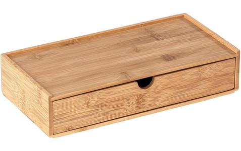 Wenko, Wenko Box , Terra , Braun , Holz , Bambus , massiv , 28x6x14 cm , Natur,Echtholz , 004332052708, WENKO Duschablage »Box Terra mit Schublade«