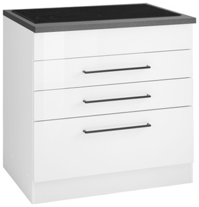 HELD MÖBEL, HELD MÖBEL Kochfeldumbauschrank »Tulsa«, 80 cm breit, 2 Schubladen, 1 grosser Auszug, schwarzer Metallgriff, hochwertige MDF Front, geeignet für autarkes Kochfeld, KOCHSTATION Kochfeldumbauschrank »KS-Tulsa«, 80 cm breit, 2 Schubladen, 1 grosser Auszug, schwarzer Metallgriff