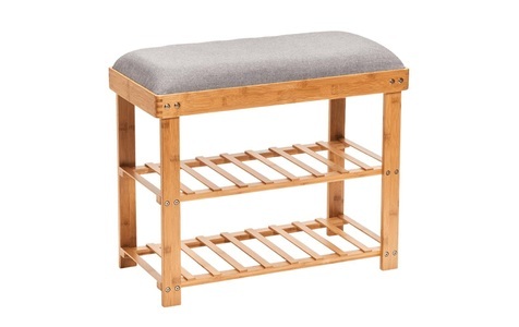 Zeller, Zeller - Schuhbank 2 Bambus Polyester - 60 x 29 x 50 cm, Zeller Present Schuhbank