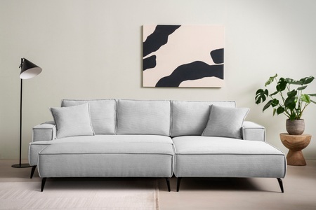 ANDAS, andas Sitzgruppe »TVINNU, Polsterecke mit Hocker, L-Form, Sofa in Cord«, (Set, 2 tlg.), mit aufwendiger Kedernaht, schwarze Füsse, Home affaire Sitzgruppe »TVINNU, Polsterecke L-Form, Schlaffunktion, mit Hocker« Set, 2 Stk. tlg. Set, stellbar zum Schlafsofa (Krokodilverbinder)