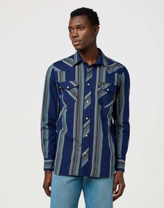Wrangler, Wrangler Langarmhemd "WRANGLER Langarmhemd Western Indigo Shirt"