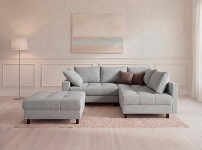 COLLECTION AB, COLLECTION AB Ecksofa "Antonia L-Form, B: 215 cm" Ecksofa, Rückenkissen, ottomane beidseitig montierbar, Bonnelfederkern
