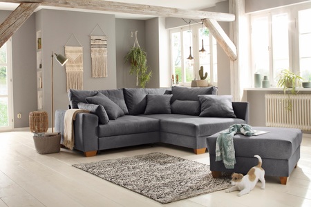 HOME AFFAIRE, Home affaire Ecksofa »Helena«, wahlweise mit Bettfunktion, Federkern, lose Kissen versch. Grösse, Home affaire Ecksofa, wahlweise mit Bettfunktion, verschiedene Bezugsarten