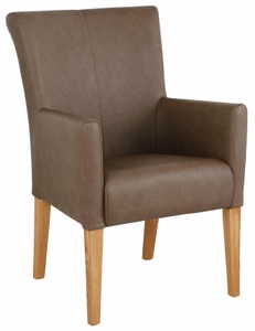 HOME AFFAIRE, Home affaire Armlehnstuhl »King«, Kunstleder, Beine aus massiver Eiche, geölt, Home affaire Armlehnstuhl »King BESTSELLER!«, Kunstleder, Esszimmerstuhl mit bequemer Polsterung, Esszimmersessel mit Armlehnen