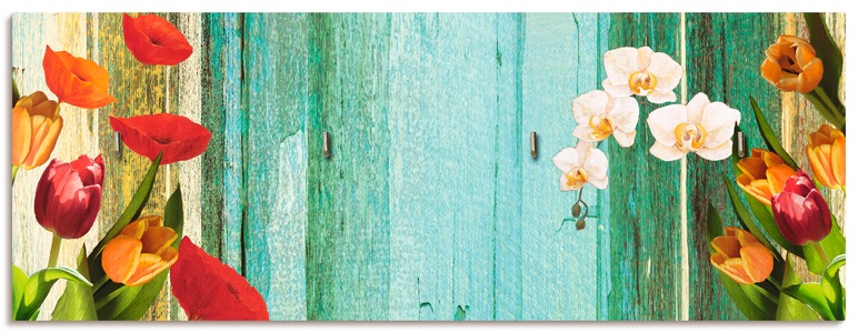 Artland, Artland Schlüsselbrett »Bunte Blumen«, Artland Hakenleiste »Bunte Blumen«, MDF