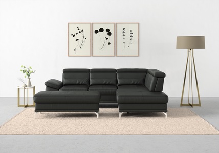 SIT&MORE, sit&more Ecksofa »Cabrio«, mit Sitztiefenverstellung und Federkern, 3 Nierenkissen, sit&more Ecksofa »Cabrio L-Form, B: 274 cm, mit Sitztiefen-, Arm- & Kopfteilverstellung« 3 Nierenkissen, Federkern, optional Bettfunktion und Stauraum