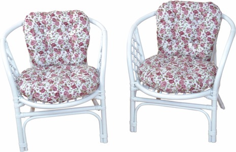 HOME AFFAIRE, Home affaire Rattanstuhl »Rattansessel«, 2erSet aus handgeflochtenem Rattan mit Kissenauflage, im Röschendessin, Breite 66 cm, Home affaire Rattanstuhl »Rattansessel«, 2erSet aus Rattan mit Kissenauflage, im Röschendessin, Breite 66 cm