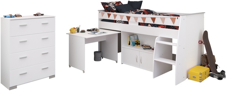 Parisot Jugendzimmer-Set »Parisot Kinderzimmer Reverse 13«, (2 tlg.), integrierte Schreibtisch, kommode und integrierte Leiter