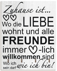 Artland, Artland Schlüsselbrett »Wo die Liebe wohnt«, Artland Hakenleiste »Wo die Liebe wohnt«, MDF