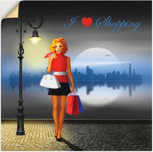 Artland, Artland Wandbild »Ich liebe Einkaufen«, Artland Wandbild »Ich liebe Einkaufen«, Mode, (1 St.), als Alubild, Outdoorbild, Poster in verschied. Grössen