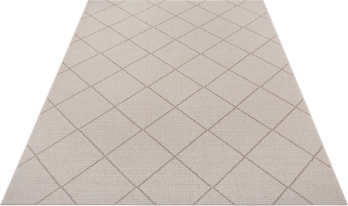 White Label, White Label - Teppich In-& Outdoor - 80 x 150 cm; - Creme, Hellbraun, Home affaire Teppich »Cason«, rechteckig, 3 mm Höhe, Karo-Muster, Strapazierfähig und pflegeleicht, Flachgewebe
