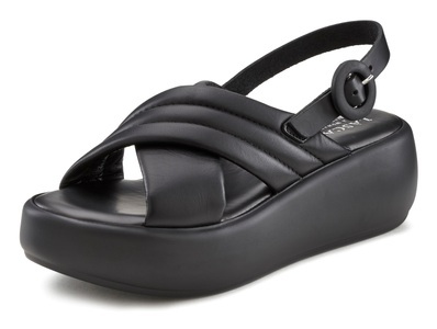 Lascana, LASCANA Sandalette, aus Leder mit Keilabsatz, 