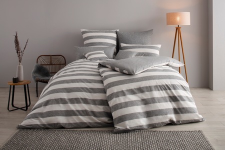 GOODproduct Wendebettwäsche »Big Stripe«, 100% Bio-Baumwolle GOTS zertifiziert, Streifen-Design in Melange-Optik