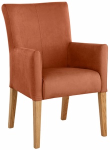 HOME AFFAIRE, Home affaire Armlehnstuhl »King«, Luxus-Microfaser, Beine aus massiver Eiche, geölt, Home affaire Armlehnstuhl »King«, Luxus-Microfaser, Esszimmerstuhl mit bequemer Polsterung, Esszimmersessel mit Armlehnen