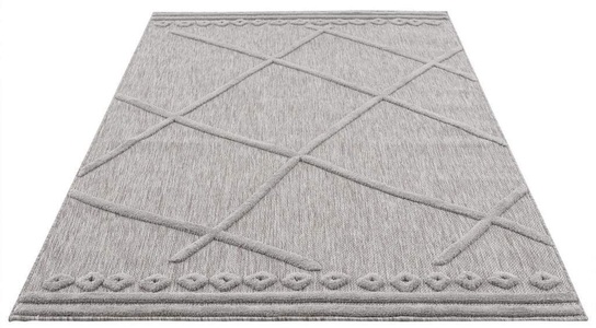 Carpet City, Carpet City Teppich »SANTORINI 58578«, rechteckig, 5 mm Höhe, 3D-Design: Flor erzeugt ein Hoch-Tief-Effekt, In- und Outdoor geeignet, Carpet City Teppich »In-& Outdoorteppich Santorini 58578, 3D-Effekt, Raute-Optik«, rechteckig, 5 mm Höhe, Wetterfest & UV-beständig für Terrasse, Balkon, Küche, Flur