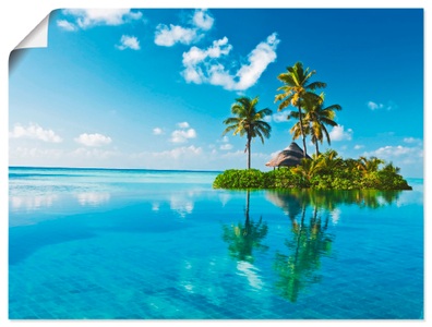 Artland, Artland Wandbild »Tropisches Paradies - Insel Palmen Meer«, Artland Wandbild »Tropisches Paradies - Insel Palmen Meer«, Amerika, (1 St.), als Alubild, Outdoorbild, Leinwandbild, Poster, Wandaufkleber