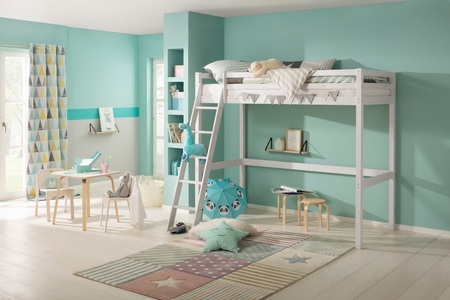 LÜTTENHÜTT, Lüttenhütt Kinderbett »Alpi«, aus massivem Kiefernholz, Inklusive Leiter und Lattenrost, Liegefläche 90x200 cm, Hochbett, GOODproduct Kinderbett »Alpi, Hochbett, Stellfläche unter dem Bett« Kiefernholz, Inklusive Leiter und Lattenrost, Liegefläche 90x200 cm