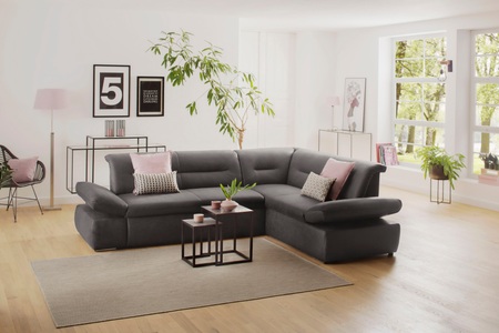 my home Ecksofa »Avesa«, Wahlweise mit Arm- und Bettfunktion, B/T/H: 275/211/80 cm
