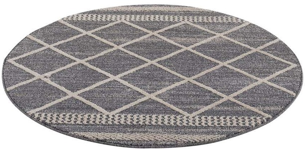 Carpet City, Carpet City Teppich »Art 2645«, rund, 7 mm Höhe, Kurzflor Teppich, Wohnzimmer, Carpet City Teppich »Art 2645«, rund, 7 mm Höhe, Kurzflor, Rauten-Optik, ideal für Flur & Diele