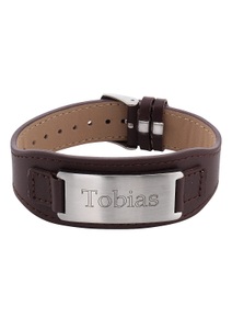 FIRETTI, Firetti Armband mit Gravur »ID-Armband mit Gratis Gravur«, Firetti Armband »Schmuck Geschenk Lederarmband mit ID-Platte verstellbar«