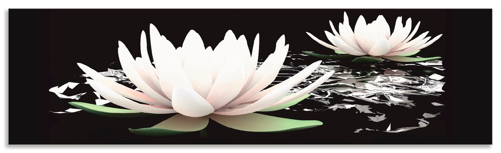Artland, Artland Küchenrückwand »Zwei Lotusblumen auf dem Wasser«, Artland Küchenrückwand »Zwei Lotusblumen auf dem Wasser«, (1 tlg.), Alu Spritzschutz mit Klebeband, einfache Montage