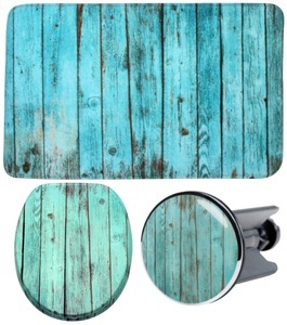 Sanilo, Sanilo Badaccessoires-Sets »Lumber«, (Komplett-Set, 3 tlg.), bestehend aus WC-Sitz, Badteppich und Waschbeckenstöpsel, Sanilo Badaccessoire-Set »Lumber«, (Komplett-Set, 3 tlg.), bestehend aus WC-Sitz, Badteppich und Waschbeckenstöpsel