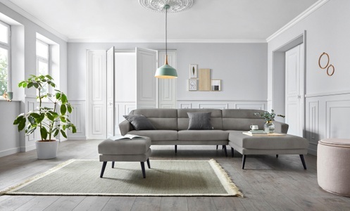 ANDAS, andas Ecksofa »Bille«, mit Naht im Rückenkissen und Beinen aus Eichenholz, Design by Morten Georgsen, andas Ecksofa »Bille L-Form«, mit Naht im Rückenkissen und Beinen aus Eichenholz