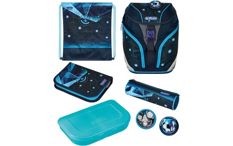 Herlitz, SoftLight Plus Space Boy, Schulranzen, Herlitz Schulrucksack »SoftLight Plus, Space Boy«, Reflektoren-Floureszierende Flächen, mit 2 abnehmbaren Applikationen