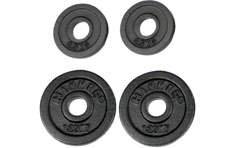 HAMMER, HAMMER Hantelscheiben Gewichtsscheiben 2x 0.5 kg, 2x 1.25 kg - schwarz, HAMMER Gewichtsscheiben 2 x 0.5 kg + 2 x 1.25 kg