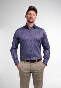 Eterna, ETERNA LANGARM HEMD MODERN FIT SATINGEWEBE BLAU BEDRUCKT, Eterna Langarmhemd »MODERN FIT«