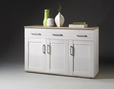 Ridgevalley, home24 Sideboard Halsoy I, HBZ Sideboard »Romance im Landhaustil, Wohnzimmerschrank BxHxT 140x88x45 cm«, (1 St.), Mit 3 Türen, 3 Schubkästen und 3 Einlegeböden