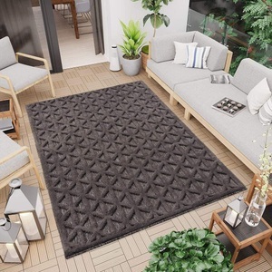 Carpet City, Carpet City Teppich »SANTORINI 58500«, rechteckig, 5 mm Höhe, 3D-Design: Flor erzeugt ein Hoch-Tief-Effekt, In- und Outdoor geeignet, Carpet City Teppich »In-& Outdoorteppich Santorini 58500, 3D-Effekt, Raute-Optik«, rechteckig, 5 mm Höhe, Wetterfest & UV-beständig für Terrasse, Balkon, Küche, Flur