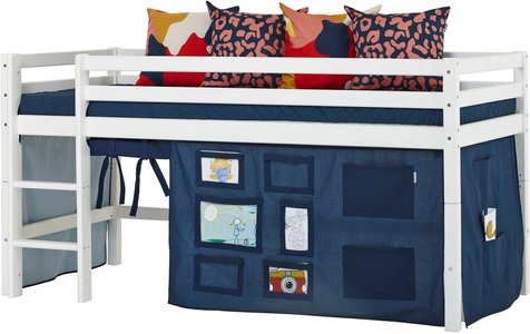 Hoppekids Hochbett, mit Matratze und Textil-Set