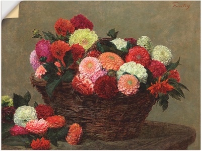 Artland, Artland Wandbild »Korb mit Dahlien«, Artland Wandbild »Korb mit Dahlien«, Arrangements, (1 St.), als Alubild, Leinwandbild, Wandaufkleber oder Poster in versch. Grössen